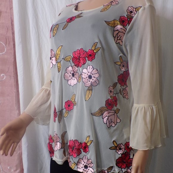 Mesh See-through Blouse - Picture 6 of 8